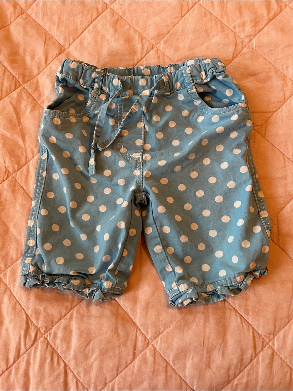 Baby Boden Blue Polka Dot Cotton Shorts